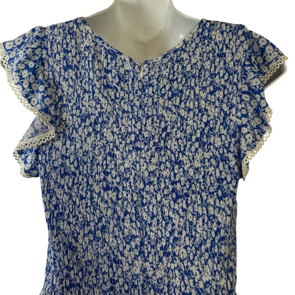 Lost + Wander Pick Me Blue Floral Print Midi Dress smocked size small prarie - Picture 6 of 11